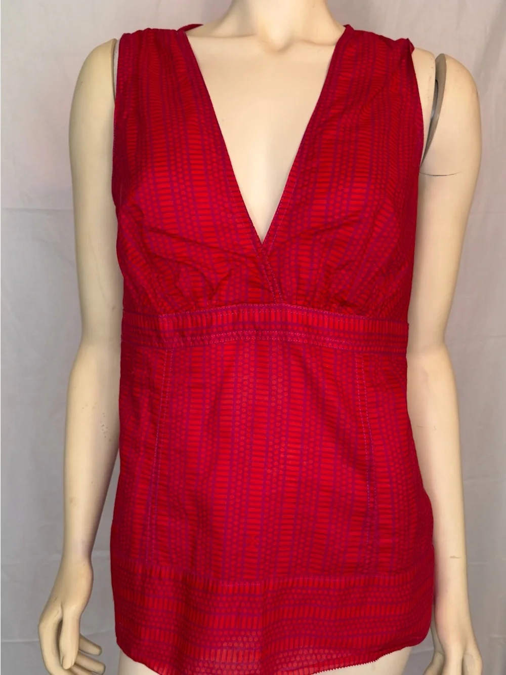 Tory Burch Vibrant Red and Pink Patterned Tunic